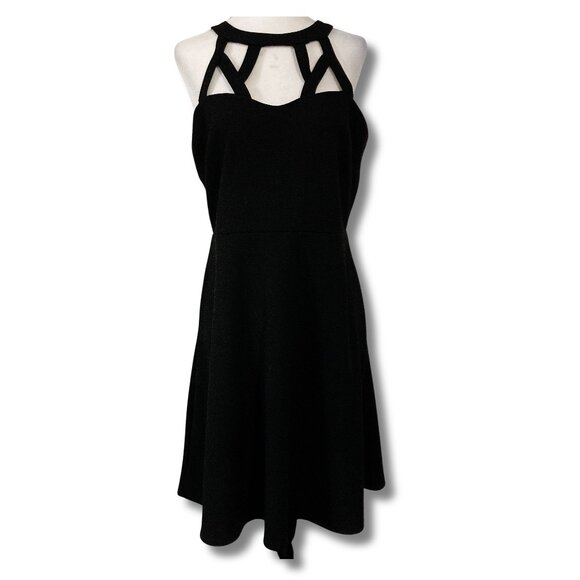 Reitmans Dresses & Skirts - REITMAN'S Vintage black cut out design neckline fit & flare dress ~ SMALL MEDIUM